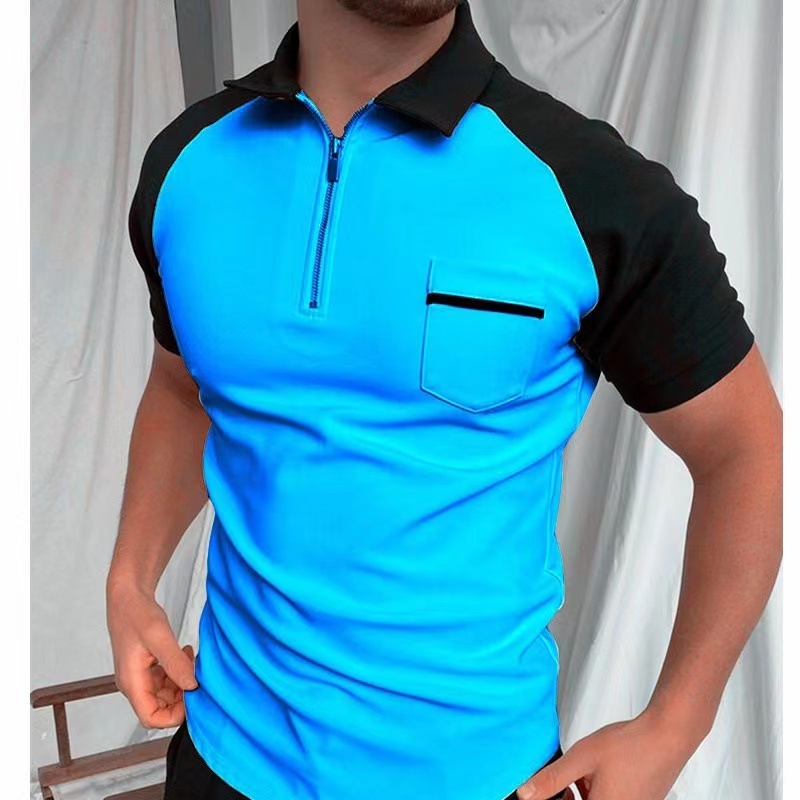Leisure Collage Print Raglan Sleeve Lapel Collar Polo Shirt - Image 3