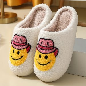 Cute Denim Pattern Cotton Slippers Indoor Home Plush Warm Slippers
