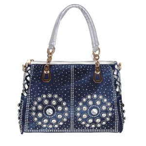 Denim bag canvas hand-held diamond shoulder crossbody bag tote bag