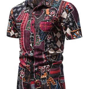 Casual Men's Polyester Shirt with Welt Pocket and Regular Sleeves