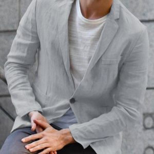 Men's Linen Cotton Loose Comfortable Solid Color Boutique Thin Casual Blazer