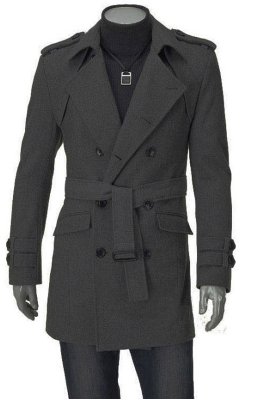 Men's Classic Solid Woolen Knit Long Sleeve Coat - Image 2