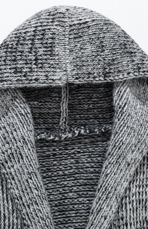 Men's Mid Length Hooded Knit Cardigan Horn Buckle Hooded Long Sweater - Image 14