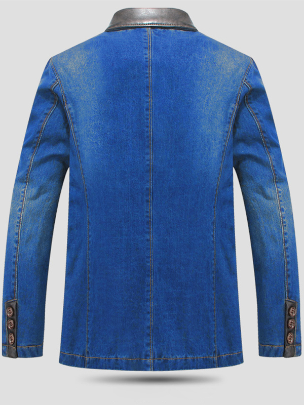 Men's Casual Denim Patchwork Suit Jacket - Image 9