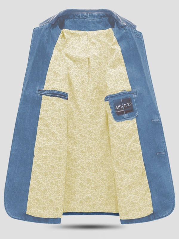 Men's Casual Denim Patchwork Suit Jacket - Image 2