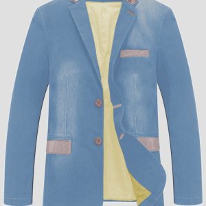 Men's Casual Denim Patchwork Suit Jacket