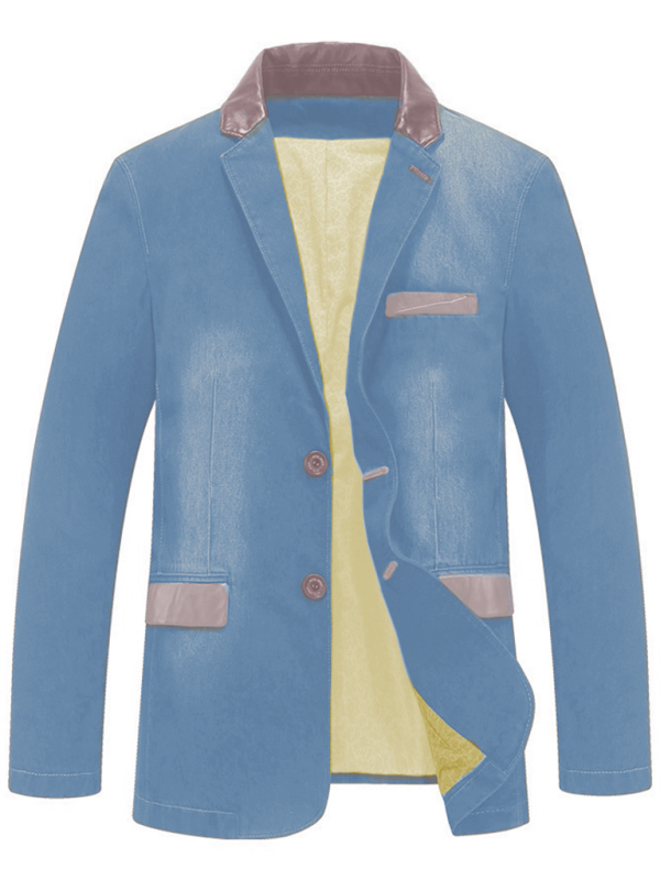 Men's Casual Denim Patchwork Suit Jacket - Image 3