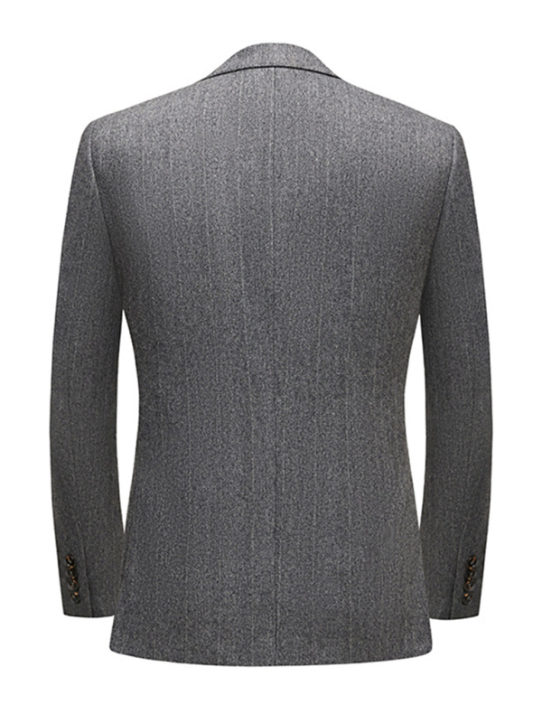 Four Seasons Lapel Collar Solid Wool Regular Sleeve Coat - Image 5