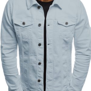 Trendy Fashion Casual Slim Denim Jacket Multi Pocket Button Stand Collar Workwear Jacket
