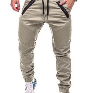 Men's Contrasting color zipped loose-fitting casual pants
