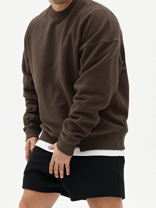 Men's Knitted Stitching Solid Color Casual Crew Neck Sweatshirt - Image 10