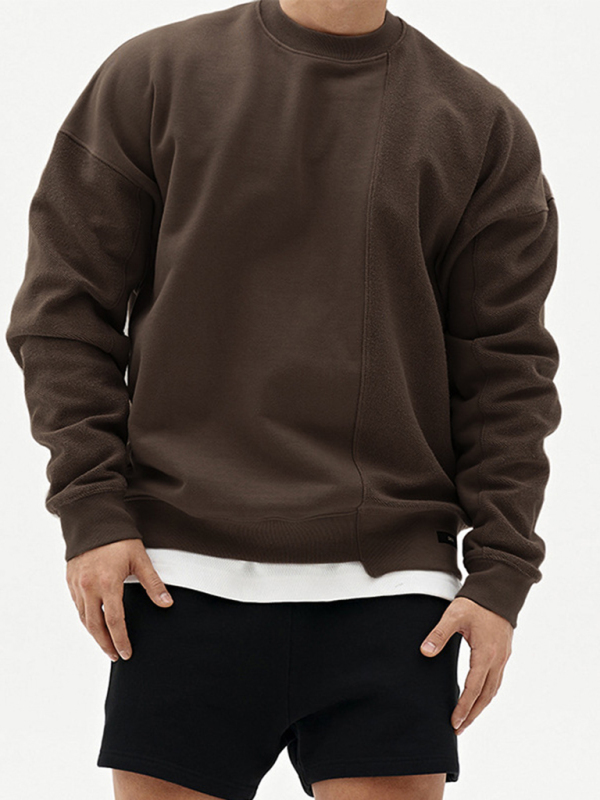 Men's Knitted Stitching Solid Color Casual Crew Neck Sweatshirt - Image 12