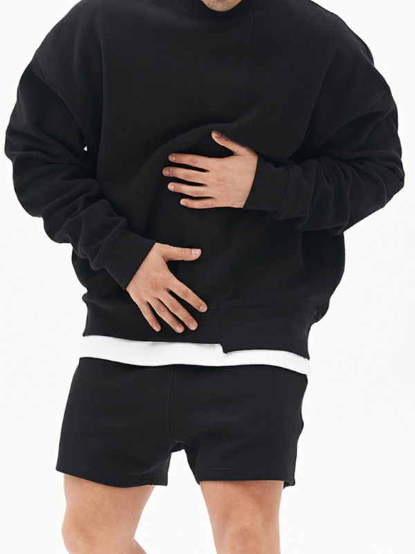 Men's Knitted Stitching Solid Color Casual Crew Neck Sweatshirt - Image 19