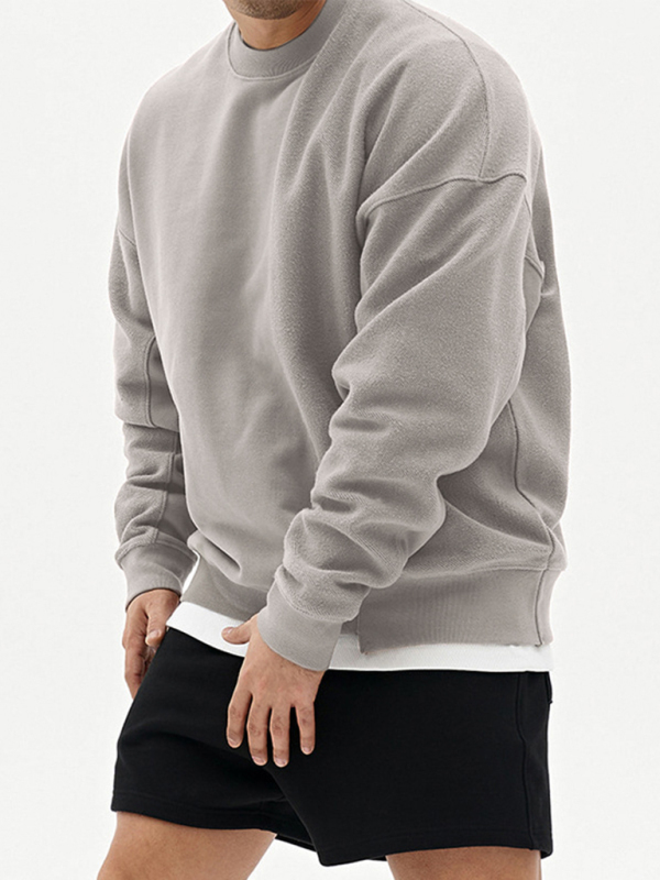 Men's Knitted Stitching Solid Color Casual Crew Neck Sweatshirt - Image 21