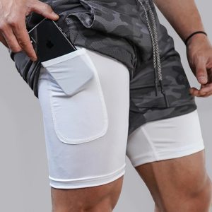 Men's athleisure fake two-piece shorts