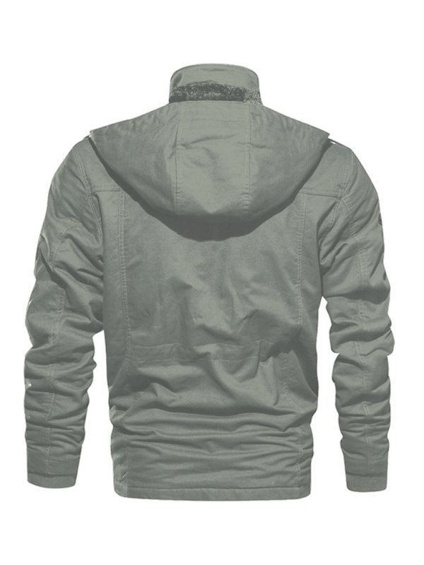 Men's Mid-Length Loose Stand Collar Hooded Cotton Top Youth Men's Jacket - Image 10