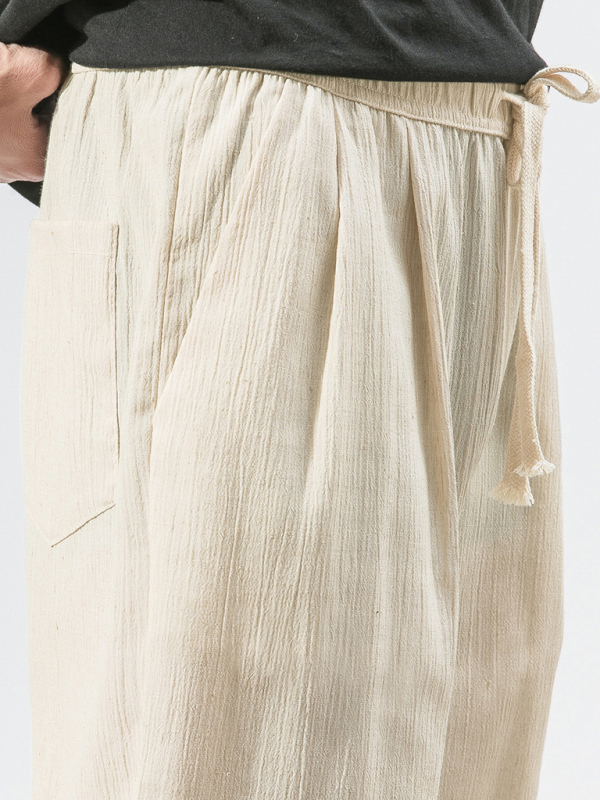 Men's woven cotton and linen casual harem trousers - Image 15