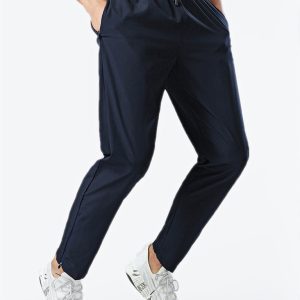 Ice silk quick-drying breathable fitness drawstring casual side zipper trousers