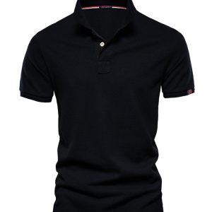 Men's solid color lapel casual short-sleeved POLO shirt