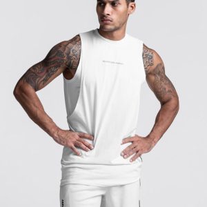 Men's sports trendy brand loose big slit solid color sleeveless quick-drying vest