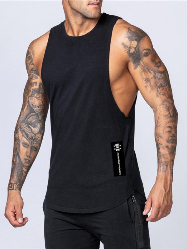 Men's Solid Color Round Neck Casual Breathable Slim Fit Sports Vest - Image 7