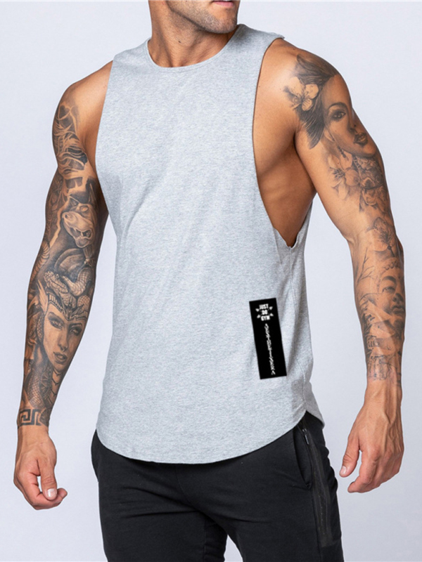 Men's Solid Color Round Neck Casual Breathable Slim Fit Sports Vest - Image 4