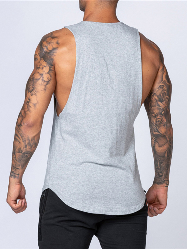 Men's Solid Color Round Neck Casual Breathable Slim Fit Sports Vest - Image 3