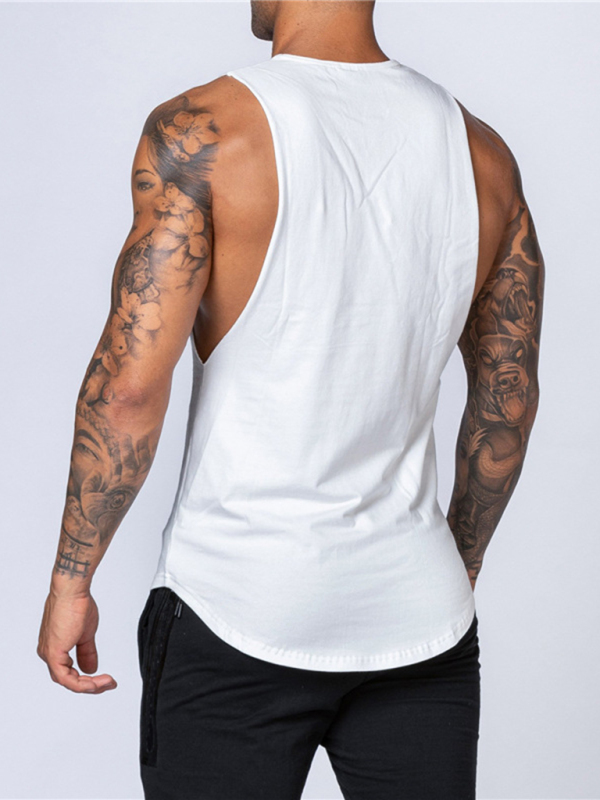 Men's Solid Color Round Neck Casual Breathable Slim Fit Sports Vest - Image 2