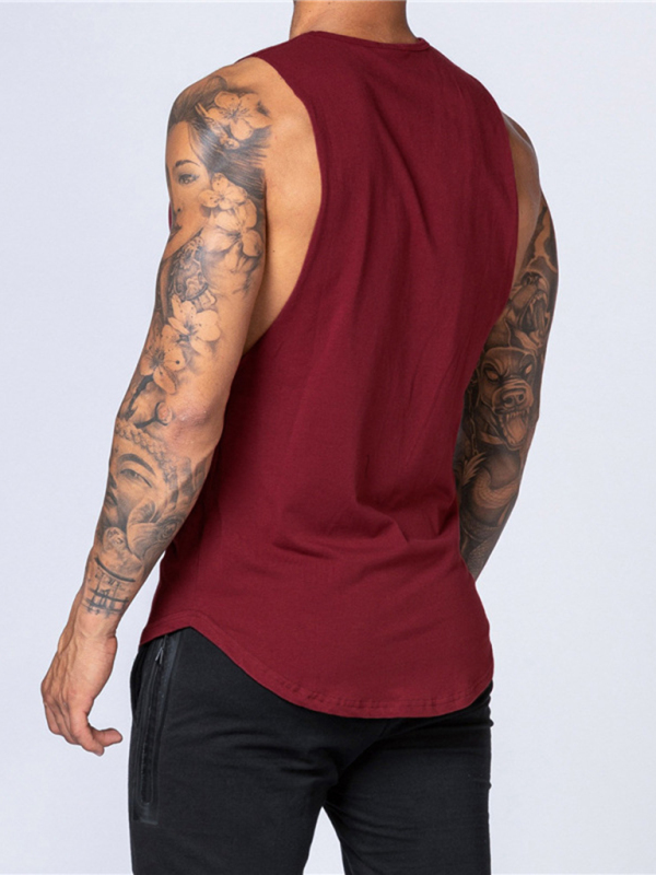 Men's Solid Color Round Neck Casual Breathable Slim Fit Sports Vest - Image 5