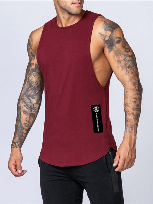 Men's Solid Color Round Neck Casual Breathable Slim Fit Sports Vest - Image 6