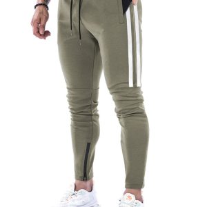 Men's Contrasting Stripe Zippered Training Sweatpants