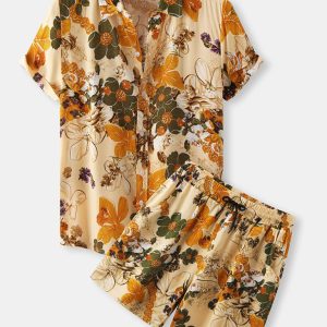 New color printing trendy shirt loose shorts beach suit