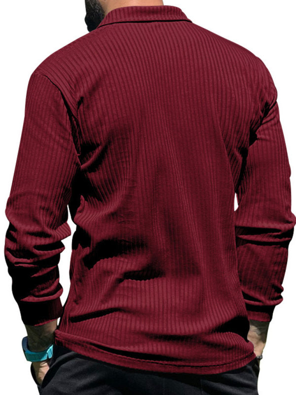 New Men's Lapel Long Sleeve T-Shirt Slim Fit Sports Lapel Polo Shirt - Image 8
