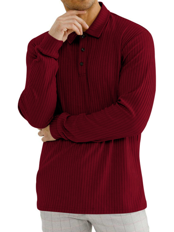 New Men's Long Sleeve T-Shirt Long Sleeve Lapel Polo Shirt - Image 8