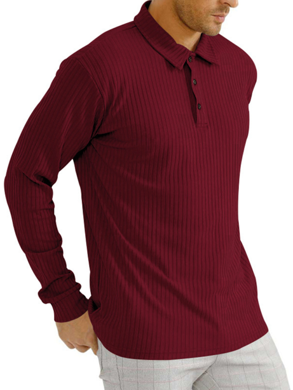New Men's Long Sleeve T-Shirt Long Sleeve Lapel Polo Shirt - Image 9