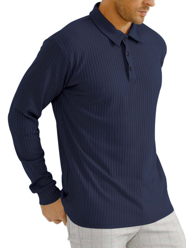 New Men's Long Sleeve T-Shirt Long Sleeve Lapel Polo Shirt - Image 5