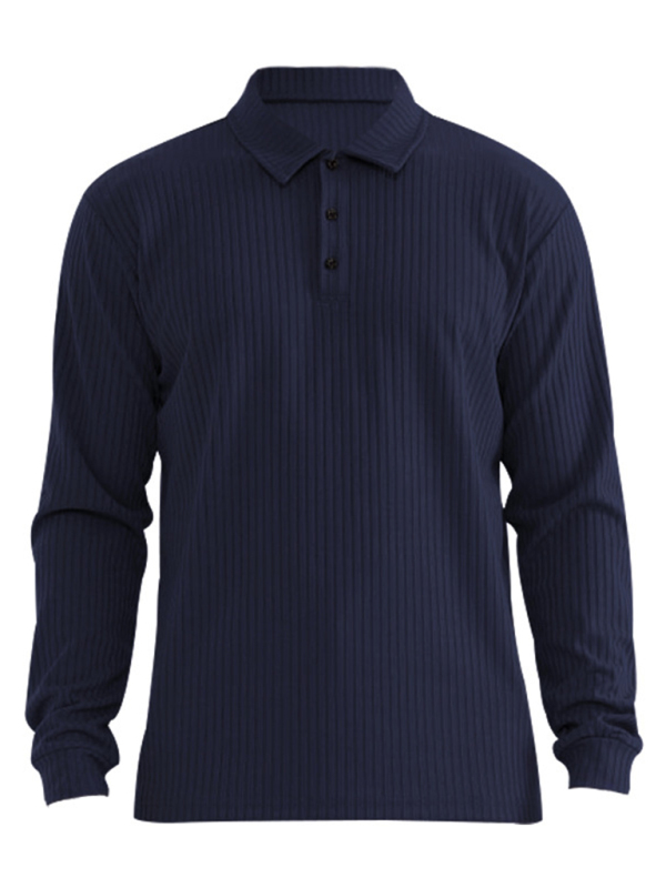 New Men's Long Sleeve T-Shirt Long Sleeve Lapel Polo Shirt - Image 3