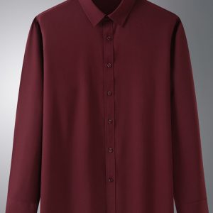 New Men's Solid Color Stretch Long Sleeve Business Casual Thin Shirt