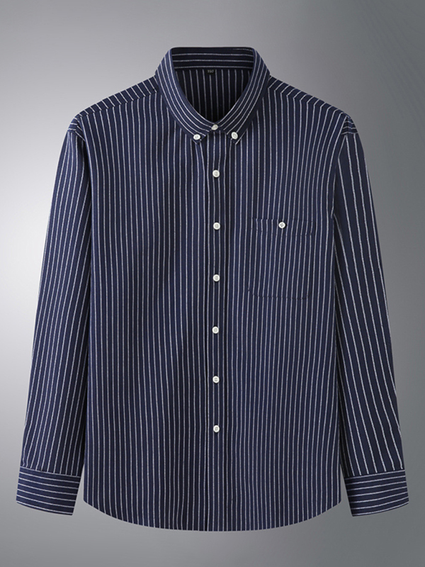 New Plus Size Men's Striped Long Sleeve Shirt - Image 9