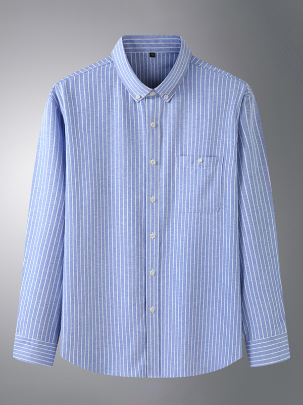 New Plus Size Men's Striped Long Sleeve Shirt - Image 11