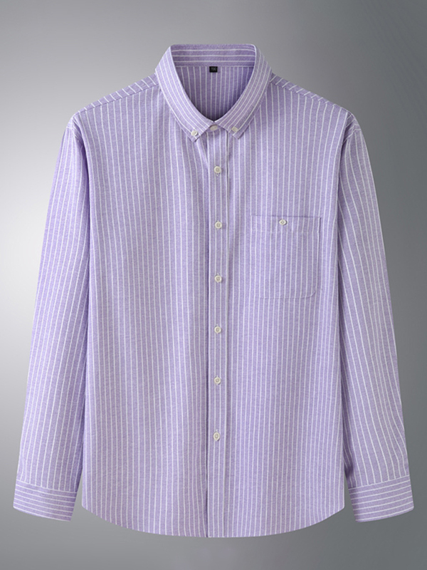 New Plus Size Men's Striped Long Sleeve Shirt - Image 7