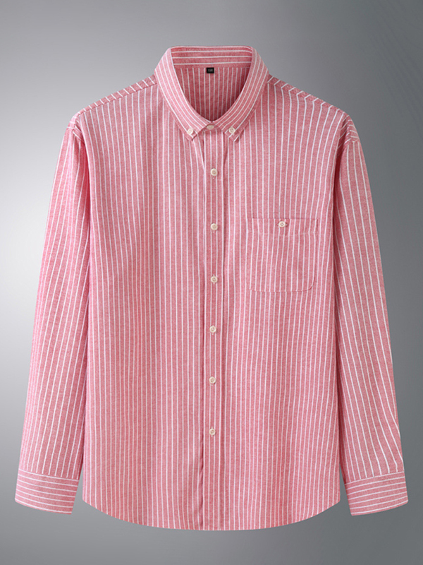 New Plus Size Men's Striped Long Sleeve Shirt - Image 6