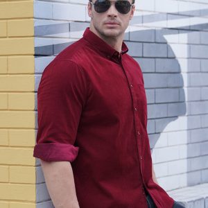 New Plus Size Men's Casual Loose Fashionable Corduroy Long Sleeve Shirt