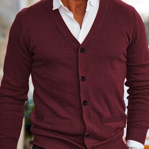 Men's V-neck long-sleeved slim cardigan jacket