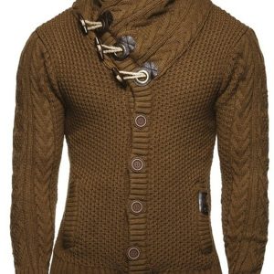 men's knitted jacket turtleneck button sweater