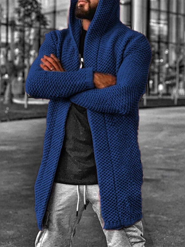 Men's hooded long sleeve knitted sweater cardigan - Image 4