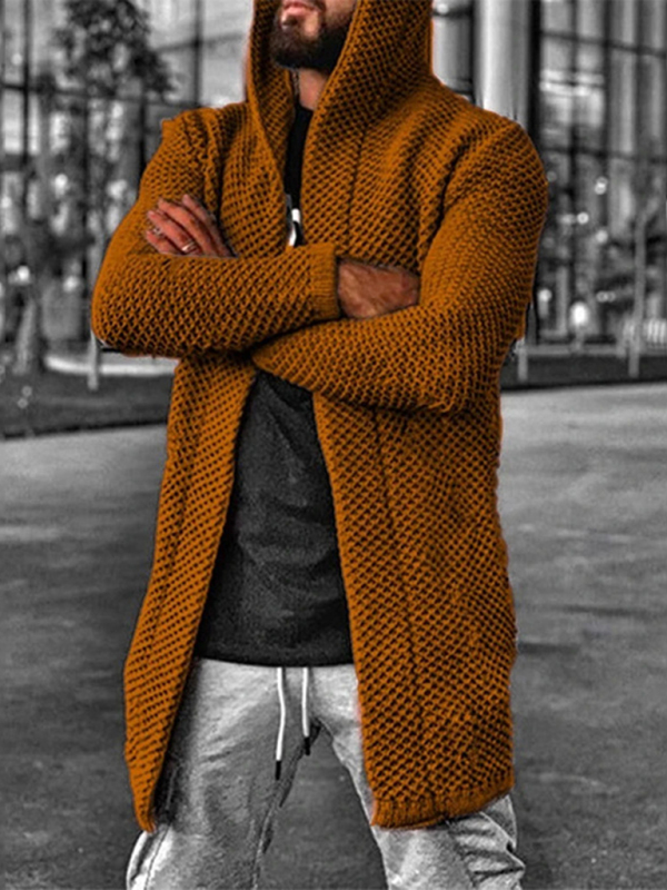 Men's hooded long sleeve knitted sweater cardigan - Image 2