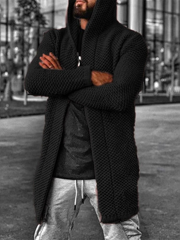 Men's hooded long sleeve knitted sweater cardigan - Image 5