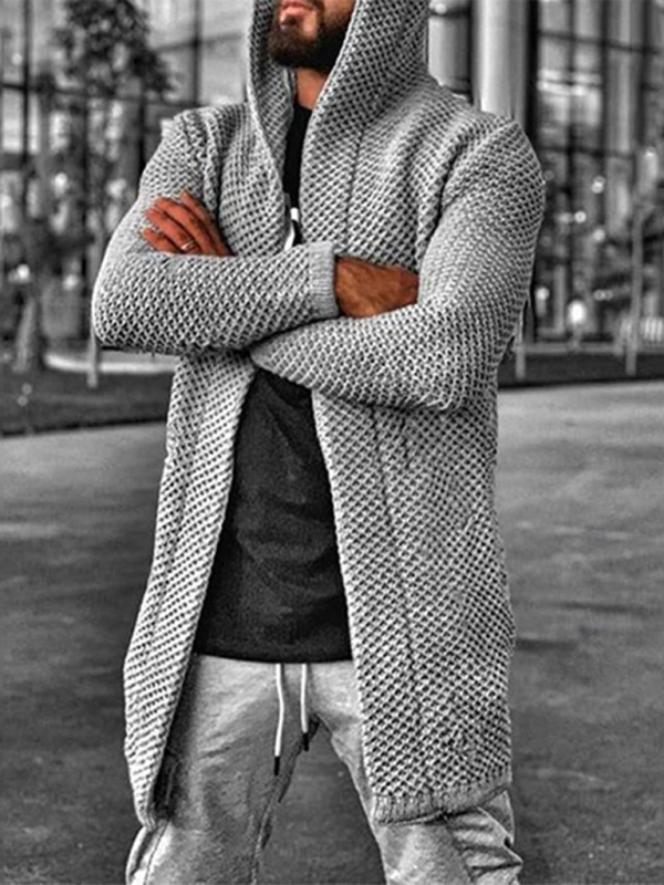 Men's hooded long sleeve knitted sweater cardigan - Image 6