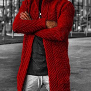 Men's hooded long sleeve knitted sweater cardigan